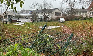 Das Fahrzeug des 84-Jährigen kam nach links von der Hauptstraße ab, durchbrach einen Zaun und kam schließlich auf dem Bolzplatz der Grundschuke zum Stehen. - Stefanie Dullweber Das Fahrzeug des 84-Jährigen kam nach links von der Hauptstraße ab, durchbrach einen Zaun und kam schließlich auf dem Bolzplatz der Grundschuke zum Stehen. - Stefanie Dullweber