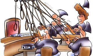 Lokalpolitik: Die wahren Strippenzieher sitzen oft auf den Stühlen daneben. - Denise Schwarze - Blanke/HSB-Cartoon Lokalpolitik: Die wahren Strippenzieher sitzen oft auf den Stühlen daneben. - Denise Schwarze - Blanke/HSB-Cartoon