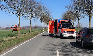 Ein Rettungshubschrauber wurde zur Unfall bei Borgentreich angefordert. - Polizei Ein Rettungshubschrauber wurde zur Unfall bei Borgentreich angefordert. - Polizei