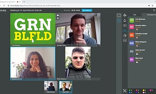 Wahlkampf-Planung per Videochat und die Bürger können bei Webinaren mitmachen. - Screenshot: Grüne Bielefeld Wahlkampf-Planung per Videochat und die Bürger können bei Webinaren mitmachen. - Screenshot: Grüne Bielefeld