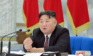 Will Putin besuchen: Nordkoreas Machthaber Kim Jong Un. - -/KCNA/dpa Will Putin besuchen: Nordkoreas Machthaber Kim Jong Un. - -/KCNA/dpa
