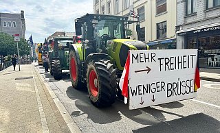 Tausende Landwirte protestierten gegen die Agrarpolitik der Europäischen Union. - Stella Venohr/dpa Tausende Landwirte protestierten gegen die Agrarpolitik der Europäischen Union. - Stella Venohr/dpa