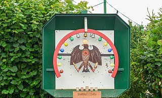 Außergewöhnlich: Beim Vogelschießen in Hakenberg hängt der Vogel im Kugelfang an Fäden, die an 15 Glühbirnen befestigt sind. - Michael Kalus Außergewöhnlich: Beim Vogelschießen in Hakenberg hängt der Vogel im Kugelfang an Fäden, die an 15 Glühbirnen befestigt sind. - Michael Kalus