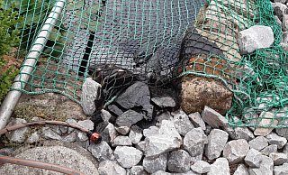 Auf den Steinen am Rand der Teiche sind überall schwarze Flecken vom Öl zu sehen. - Strathmann Auf den Steinen am Rand der Teiche sind überall schwarze Flecken vom Öl zu sehen. - Strathmann