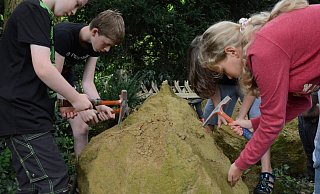 Die Jugendgruppe des Paläontologischen Arbeitskreises untersucht Brocken aus dem Doberg aus Fossilien - Jona Tamara Steffmann Die Jugendgruppe des Paläontologischen Arbeitskreises untersucht Brocken aus dem Doberg aus Fossilien - Jona Tamara Steffmann