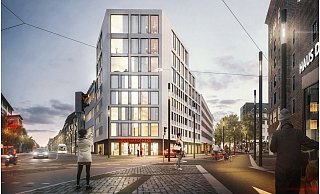 Um bis zu drei Stockwerke, die deutlich größere Geschosshöhen haben als die bisherigen fünf Etagen, wird das Gebäude erhöht. - bhp Architekten Um bis zu drei Stockwerke, die deutlich größere Geschosshöhen haben als die bisherigen fünf Etagen, wird das Gebäude erhöht. - bhp Architekten