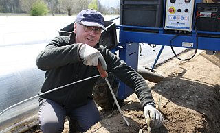 Heinrich Grußmann ist seit 37 Jahren Spargelbauer. Derzeit sind die Erträge aufgrund des kalten Wetters noch nicht üppig. - Regina Brucksch Heinrich Grußmann ist seit 37 Jahren Spargelbauer. Derzeit sind die Erträge aufgrund des kalten Wetters noch nicht üppig. - Regina Brucksch