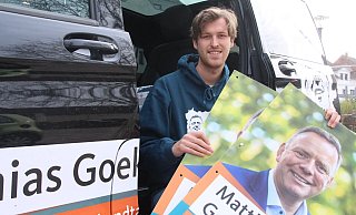 Der JU-Vorsitzende Leonard Rexhepi ist Wahlkampf-Koordinator für den CDU-Kandidaten Matthias Goeken. - Burkhard Battran Der JU-Vorsitzende Leonard Rexhepi ist Wahlkampf-Koordinator für den CDU-Kandidaten Matthias Goeken. - Burkhard Battran