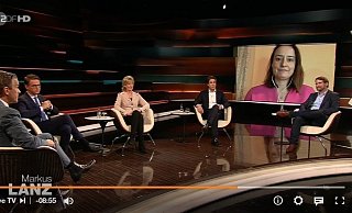 Landrätin Anna Bölling ist der Runde um Markus Lanz im Studio zugeschaltet. - Repro: Jan Henning Rogge Landrätin Anna Bölling ist der Runde um Markus Lanz im Studio zugeschaltet. - Repro: Jan Henning Rogge