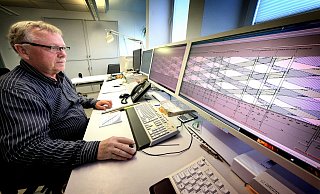 So sieht die Grüne Welle am Nordring auf den Bildschirmen aus. Der grün straffierte Bereich ist die Taktung für Fahrzeuge aus Richtung Bielefeld, die blaue für Fahrzuge aus Richtung Rheda-Wiedenbrück. - Andreas Frücht So sieht die Grüne Welle am Nordring auf den Bildschirmen aus. Der grün straffierte Bereich ist die Taktung für Fahrzeuge aus Richtung Bielefeld, die blaue für Fahrzuge aus Richtung Rheda-Wiedenbrück. - Andreas Frücht