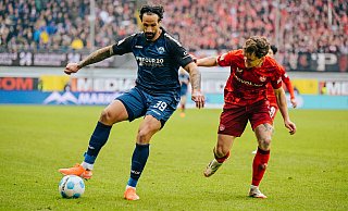 SCP-Angreifer Adriano Grimaldi (l.), der hier gegen Lauterns Mittelfeldspieler Florian Kleinhansl den Ball behauptet, brachte Paderborn zurück auf die Siegerstraße. - Besim Mazhiqi SCP-Angreifer Adriano Grimaldi (l.), der hier gegen Lauterns Mittelfeldspieler Florian Kleinhansl den Ball behauptet, brachte Paderborn zurück auf die Siegerstraße. - Besim Mazhiqi
