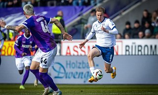 Unermüdlich rackerte Sam Schreck für den DSC Arminia beim 1:0-Erfolg an der Bremer Brücke. - Sarah Jonek Unermüdlich rackerte Sam Schreck für den DSC Arminia beim 1:0-Erfolg an der Bremer Brücke. - Sarah Jonek