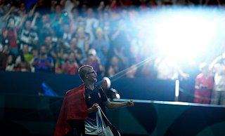 Der neue Star des Tischtennis-Sports: Der Franzose Felix Lebrun. - Petros Giannakouris/AP/dpa Der neue Star des Tischtennis-Sports: Der Franzose Felix Lebrun. - Petros Giannakouris/AP/dpa