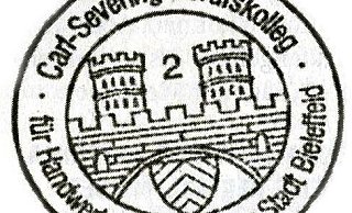 Ab sofort ungültig: Das Schulsiegel des Carl-Severing-Berufskollegs für Handwerk und Technik mit dem Stadtwappen. - Ivonne Michel Ab sofort ungültig: Das Schulsiegel des Carl-Severing-Berufskollegs für Handwerk und Technik mit dem Stadtwappen. - Ivonne Michel