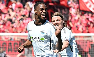 SCP-Stürmer Ilyas Ansah, der hier beim Gastspiel in Nürnberg einen Torerfolg bejubelt, kickt künftig für den Bundesligisten Union Berlin. - IMAGO/Zink SCP-Stürmer Ilyas Ansah, der hier beim Gastspiel in Nürnberg einen Torerfolg bejubelt, kickt künftig für den Bundesligisten Union Berlin. - IMAGO/Zink