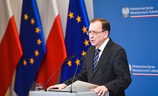 Polens Innenminister Mariusz Kaminski berichtet von der Zerschlagung eines mutmaßlichen russichen Spionagerings. - Piotr Nowak/PAP/dpa Polens Innenminister Mariusz Kaminski berichtet von der Zerschlagung eines mutmaßlichen russichen Spionagerings. - Piotr Nowak/PAP/dpa