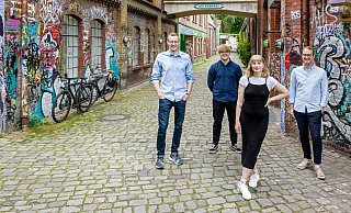 Mit Sebastian Pähler (v. l.), Sebastian Sieg, Lisa-Marie Becker und Matthis Haverland schickt die SPD vier Jusos bei den Kommunalwahlen ins Rennen. - Detlef Guethenke Mit Sebastian Pähler (v. l.), Sebastian Sieg, Lisa-Marie Becker und Matthis Haverland schickt die SPD vier Jusos bei den Kommunalwahlen ins Rennen. - Detlef Guethenke