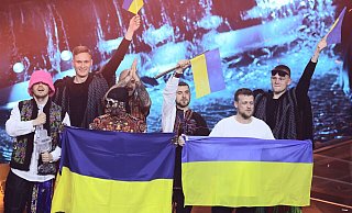Wie erwartet: Das Kalush Orchestra aus der Ukraine hat den ESC gewonnen. - Foto: Jens Büttner/dpa Wie erwartet: Das Kalush Orchestra aus der Ukraine hat den ESC gewonnen. - Foto: Jens Büttner/dpa