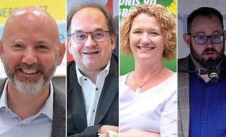 Die Kandidaten: Henning Matthes (v.l., CDU), Matthias Trepper (SPD), Gitte Trostmann (Die Grünen) und Torsten Drescher (AfD). - Andreas Frücht (3), Patrick Menzel (1) Die Kandidaten: Henning Matthes (v.l., CDU), Matthias Trepper (SPD), Gitte Trostmann (Die Grünen) und Torsten Drescher (AfD). - Andreas Frücht (3), Patrick Menzel (1)