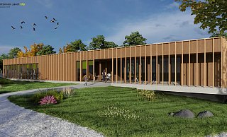 So soll das neue Gebäude im Bielefelder Tierpark Olderdissen aussehen. - Sparkasse So soll das neue Gebäude im Bielefelder Tierpark Olderdissen aussehen. - Sparkasse