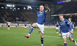 Arminia Bielefelds Louis Oppie bejubelt seinen Siegtreffer gegen den FC Ingolstadt. - Oliver Krato Arminia Bielefelds Louis Oppie bejubelt seinen Siegtreffer gegen den FC Ingolstadt. - Oliver Krato