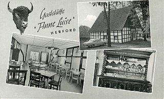 Die Gaststätte „Anne Luise“ warb schon mit dem Büffelkopf, der später der Bar ihren Namen gab. - Archiv Jörg Bartling/Jürgen Breder Die Gaststätte „Anne Luise“ warb schon mit dem Büffelkopf, der später der Bar ihren Namen gab. - Archiv Jörg Bartling/Jürgen Breder