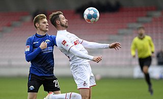 Auch SCP-Akteur Jonas Carls (l.), hier im Duell gegen den Kölner Mark Uth, konnte im Testspiel am Mittwoch keine Pluspunkte sammeln. - imago images/eu-images Auch SCP-Akteur Jonas Carls (l.), hier im Duell gegen den Kölner Mark Uth, konnte im Testspiel am Mittwoch keine Pluspunkte sammeln. - imago images/eu-images