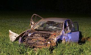 Der VW Golf blieb schließlich total zerstört auf einem Acker liegen. - Ralph Meyer Der VW Golf blieb schließlich total zerstört auf einem Acker liegen. - Ralph Meyer