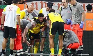 Couto wurde am Knie getroffen. - Christoph Reichwein/dpa Couto wurde am Knie getroffen. - Christoph Reichwein/dpa